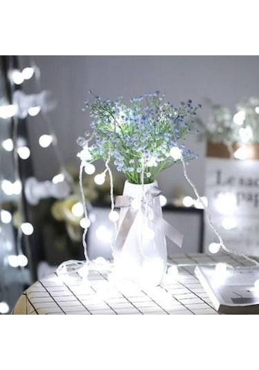 YILBAŞI LED IŞIK TOP İP LED BEYAZ İÇ MEKAN 5 MT