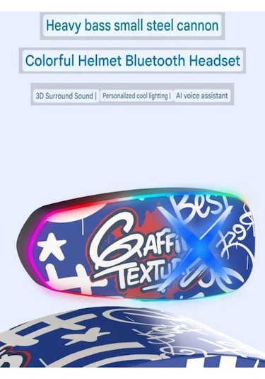 Helmet Graffiti Motor Kask Kulaklık Rgb Modlu Su Geçirmez 6.0 Intercom Yenı