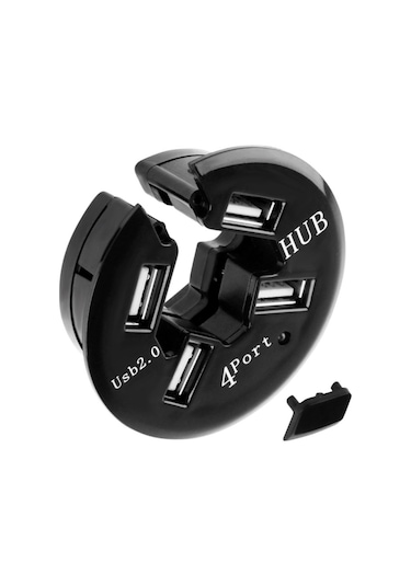 4 Bağlantı Noktası Usb Hub 2.0 Toz Kupası Siyah İle Usb Ayırıcı Adaptörü