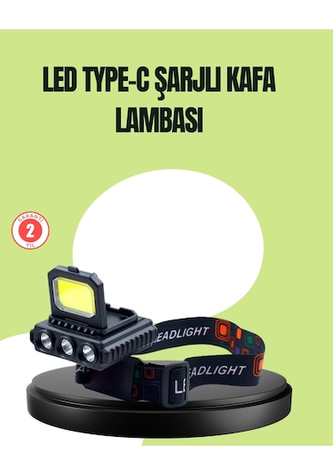 800 Lumen Çok Fonksiyonlu Led Kafa Lambası Type C Şarjlı Diğer