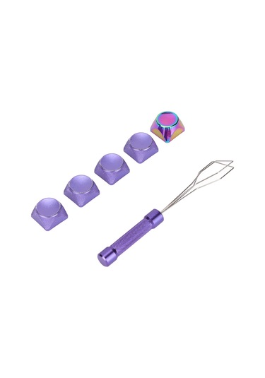 Metal Tuş Takımı Seti - 5 Parça, Güzel Dokular, Mor Renk Kaplama, Xda Profili