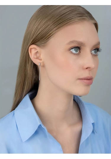 Veronika 925 Ayar Gümüş Uzun Zincirli Küpeler 12843484 Diğer