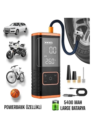 Enshall 5588 5400 Mah+şarjlı Çakmaklıklı Taşınabilir Kompresör