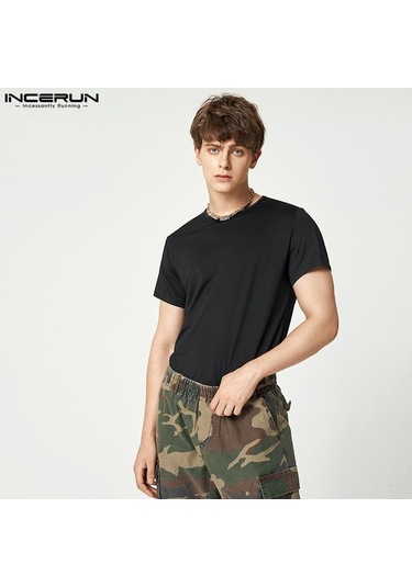 Incerun Yaz Erkek Tek Parça Kısa Kollu Fitness Romper Pijama Leotard Beyaz