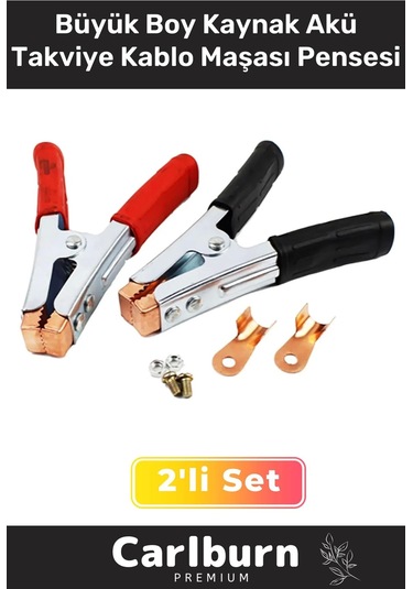 Özel Üretim Güçlü Yay Mekanizmalı 2'li Artı Eksi Büyük Boy Kaynak Akü Takviye Kablo Maşası Pensesi