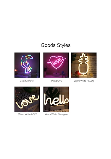 Wezone Usb Ve Pil İle Çalışan 5 Farklı Stilde Neon Dekoratif Gece Lambası Diğer