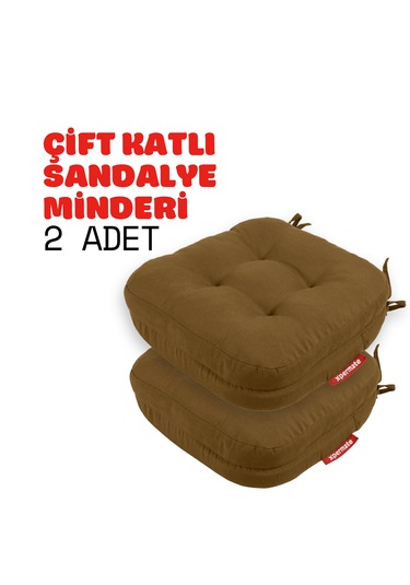 Xpermate 2'li Çift Kat Sandalye Minderi 42x42x8 Kahverengi
