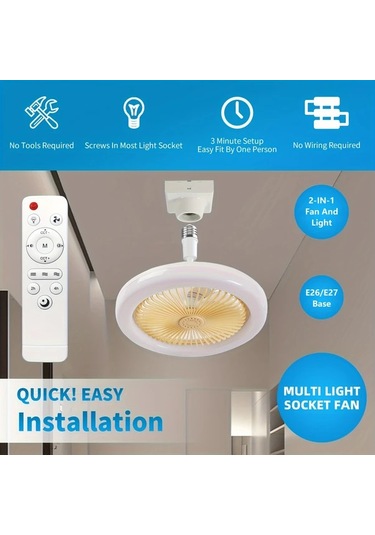 Boatshop1 26cm Modern Tavan Vantilatörü Ve Aydınlatma Beyaz Uzaktan Kumandalı 3 Hız Ayarlı Fan Ayarlanabilir Led Işık Zamanlayıcı E26 E27 Bağlantı