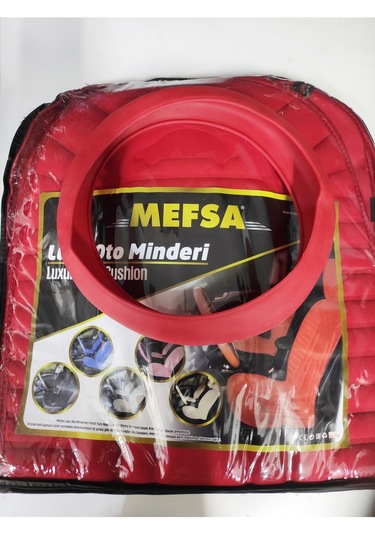 2,li Oto Koltuk Kılıfı Minder Alkantra Kumaş Kırmızı Renk Slikon Direksiyon Kılıfı