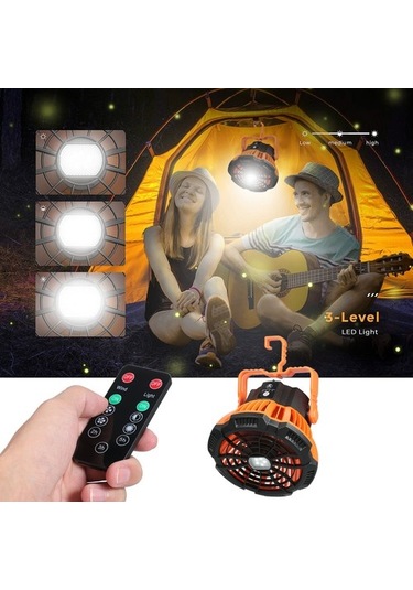 2'li Usb Şarj Edilebilir Led Işıklandırmaya Sahip Taşınabilir Fan Sc16y0 Siyah