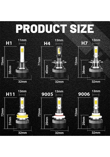 Flybuy H4 H7 H11 30.000lm Led Farlar 150w 3570 Csp 8000k 12