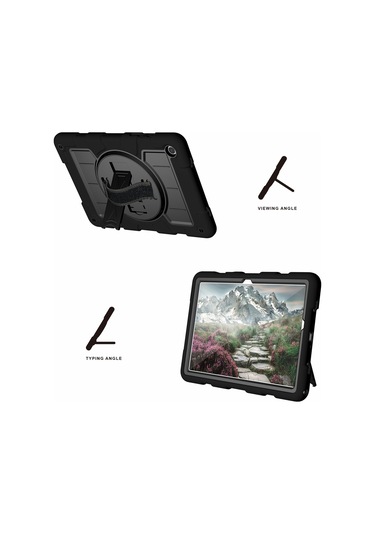 Samsung Uyumlu Galaxy Tab A9+ İçin Kickstand Kılıfı Dönen El Askısı Pc+tpu Omuz Askılı Tablet Kapağı