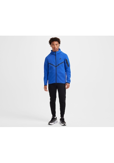 Nike Tech Fleece Windrunner Hoodie Erkek Sweatshirt Yeni Sezon -sportxoutlet Mavi