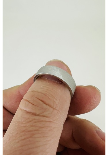 6mm Fırçalanmış Mat Düz Kadın Erkek Çelik Alyans Yüzük Cl46 Beyaz