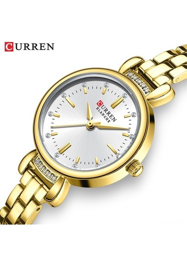 Yingfu Çelik Kordonlu Kadın Saat - Curren 9098 Siyah Altın Altın