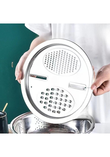 Suntek Sebze Dilimleyici Pirinç Yıkama Süzgeci Ve Süzme 28cm Gümüş