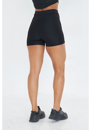 Lesa Wear Yüksek Bel Toparlayıcı Ve Sıkılaştırıcı Kısa Spor Şort Tayt Siyah