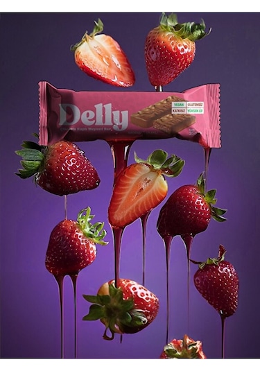 Delly Çikolata Kaplı Bademli Çilekli Meyveli Bar 12 x 35 G
