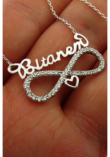 Sonsuzluk Bitanem Yazılı Kadın Gümüş Kolye Sevgiliye Wsn95