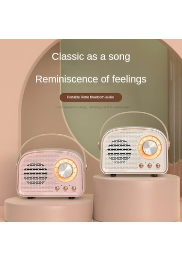 Retro Bluetooth Hoparlör Fm Radyolu Sevimli Mini Hoparlör Tws Müzik Çalarlı Taşınabilir Kablosuz Hoparlör Hifi Stereo TF USB