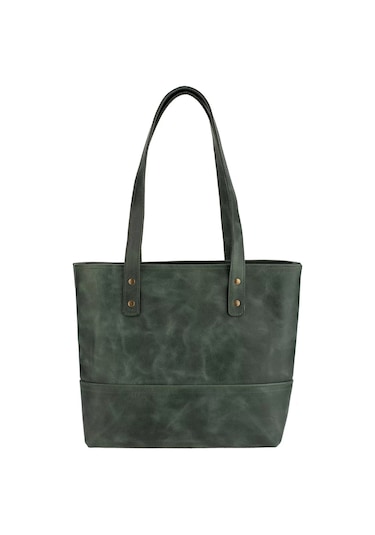 Twingold İsme Özel Tote Bag El Omuz Çantası - %100 Rainbow Deri - Ac03003 - Haki Haki