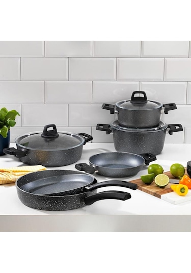 Schafer Ashen Tencere Seti 9 Parça-gri Gri