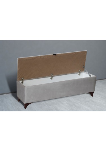 Vetra Sandıklı Bench Puf, Beyaz KREM