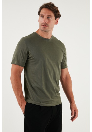 Buratti Pamuklu Regular Fit Bisiklet Yaka Erkek T Shirt 59020204 Haki