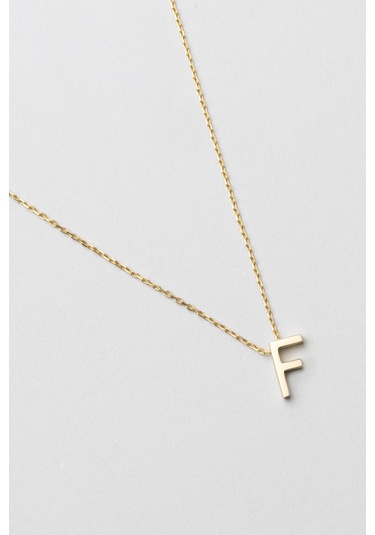 My Story F Harfi 18 Ayar Sarı Altın Kaplama 45 Cm Gümüş Kolye Gold - Gümüş