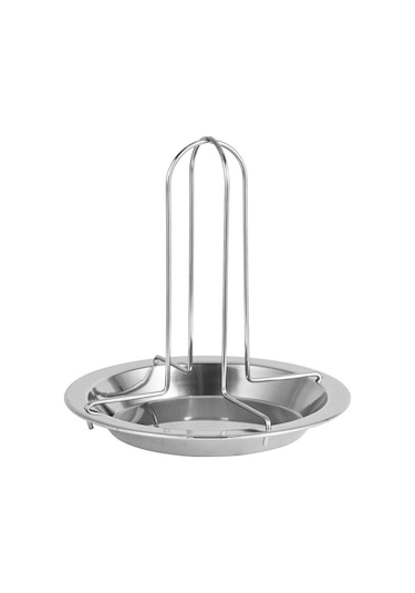 Konesam Dışarıda Kamp İçin Çelik Izgara, Tavuk Pişirme Tepsisi, Islak Et İçin Destekleyici, Lezzeti Artıran Füme Efekti Gümüş