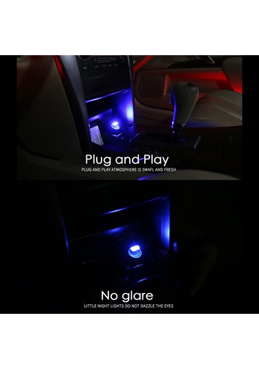 Kangvka Oto Ve Ev İçin Usb Led Renkli Gece Lambası, Tehlikeli Değişiklik Gerektirmeden Dekoratif Aydınlatma, Mavi 4 Adet Seti Siyah