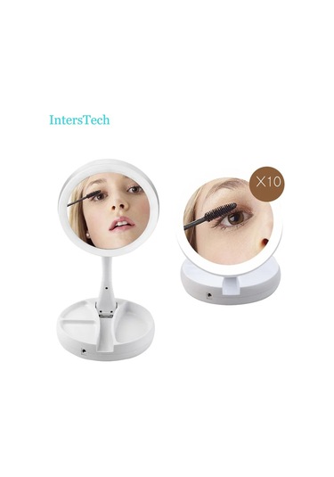 Interstech 10X Katlanabilir Usb Destekli Led Işıklı Makyaj Aynası