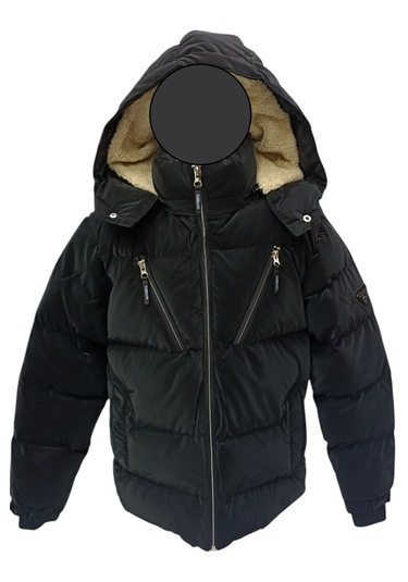 Erkek Çocuk / Kız Çocuk Çapraz Fermuar Model Kapüşonu Çıkabilen İçi Peluş Astarlı Siyah Mont Siyah