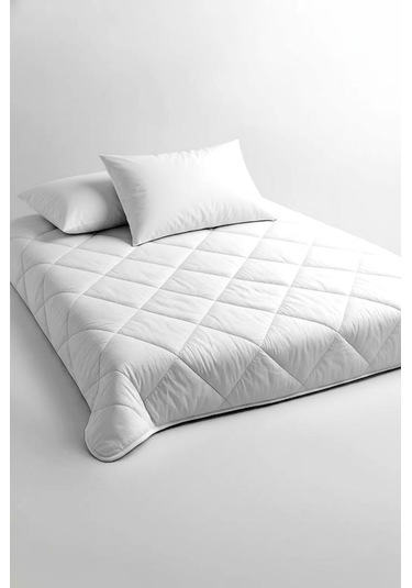 Niron Çift Kişilik Yorgan + 2 Adet Yastık Seti 195x215 Cm 4 Mevsim Mikrofiber Konfor Beyaz