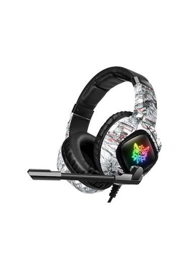 Onıkuma K19 Oyun Kulaklığı - 40mm Sürücü, Led Işık, Mikrofon, Ses Kontrolü, Çoklu Cihaz Uyumlu Kamufla Beyaz