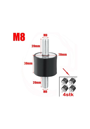 Suntek 4 Adet Kauçuk Montaj Amortisörü Bağlar Otomobil Su 30mmx30mm-m8