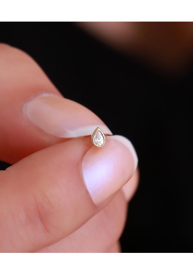 14 Ayar Altın Damla Taştragus Piercing Sarı Altın