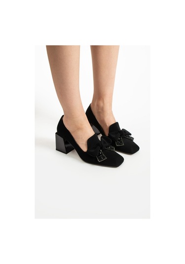Paris Shoes Paris Siyah Nubuk Topuklu Ayakkabı Z0702-siyah Siyah