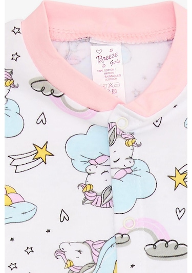 Breeze Kız Bebek Pijama Takımı Uykucu Unicorn Desenli 4 Ay-1 Yaş, Beyaz-beyaz Beyaz