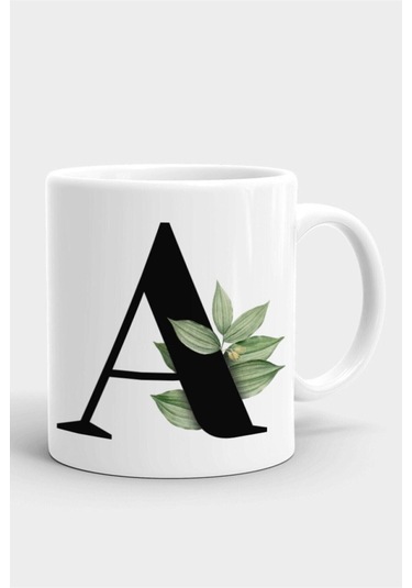 Porselen A Harfli Beyaz Kupa Bardak Beyaz