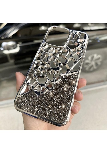 İphone 15 İçin Elmas Stil Delikli Isı Dağıtıcı Elektroliz Kaplamalı Tpu Telefon Kılıfı Çok Renkli