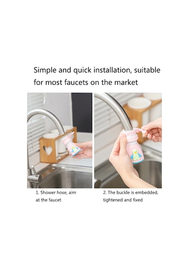 Cbtx 3 Pcs Mutfak Penguen Karikatür Musluk Sıçramaya Dayanıklı Duş Yağmurlama Ev Musluk Suyu Genişletici Evrensel Su Tasarrufu Filtresi Pembe