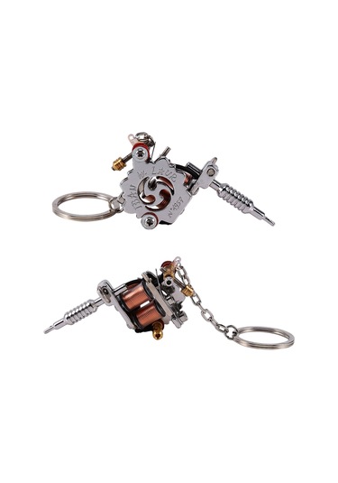 Hangfox Mini Dövme Makinesi Anahtarlık, Çelik Ve Çinko Alaşımlı, Gerçek Bobinler, Dekoratif Pendan, Taşınabilir Unisex Aksesuar