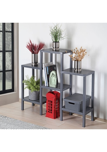 Mithra Life MIT1046 6 Katlı Plastik Gri Banyo Mutfak Rafı
