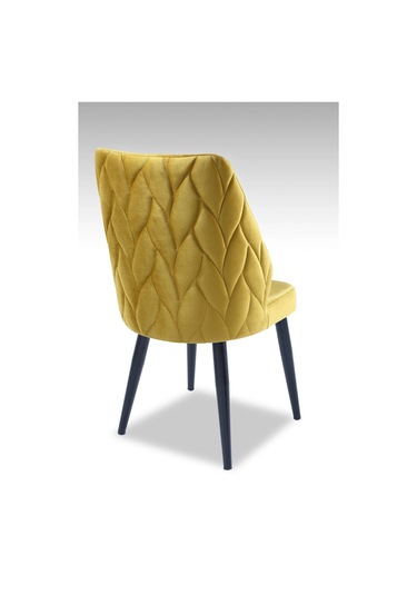Puffy Sandalye - Babyface Sarı- Metal Siyah Ayak 4 Adet - Salon Sandalyesi / Mutfak Sandalyesi Sarı