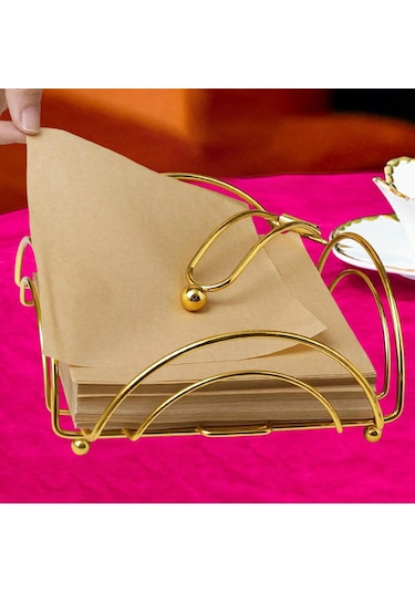 Homyl Dik Peçete Dispenseri Peçetelik Yemek Masası Altın Altın