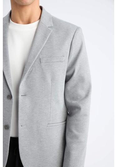Defacto Slim Fit Dar Kesim Astarlı Blazer Ceket W9254az25spgr377 Gri