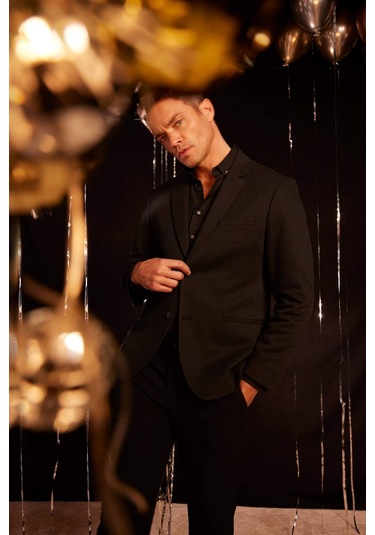 DeFacto Slim Fit Dar Kesim Astarlı Düğmeli Blazer Ceket N0503AZ25SPBK27