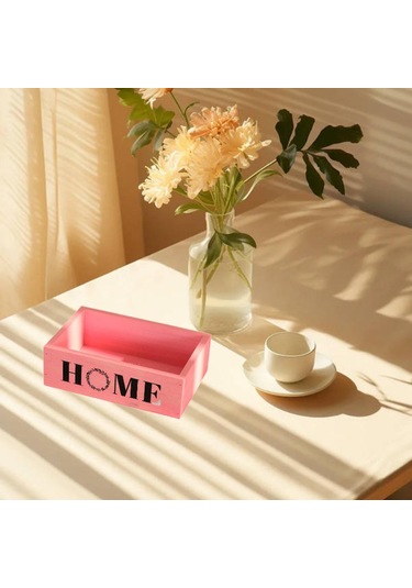Homyl Ahşap Saksı Kutusu Dekorasyon Retro Çiftlik Evi Pembe