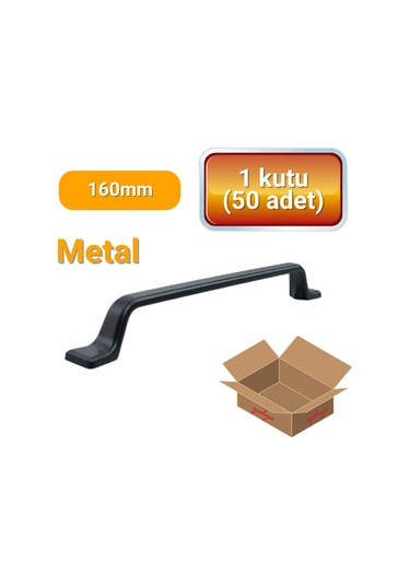 50 Adet Havai Düz Siyah Metal Mobilya Kulpu 160mm Siyah